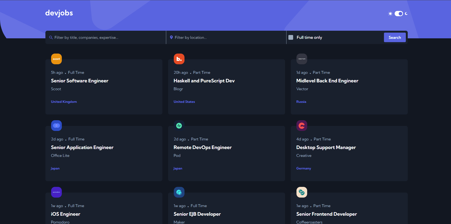 A static website for jobs in the tech industry